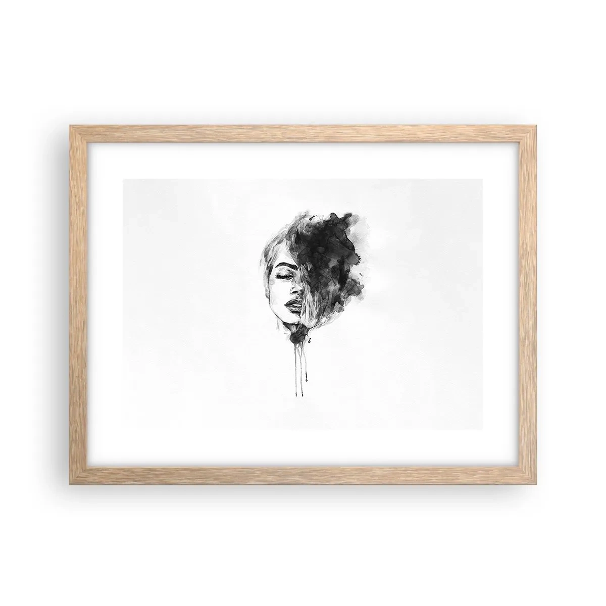 Poster in einem Rahmen aus heller Eiche - Wovon träumt das Mädchen - 40x30 cm