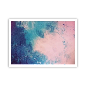 Poster - Abstrakte Textur in Rosa- und Blautönen - 100x70cm - Himmelsblaue Umarmungen - Moderne Wanddekoration für Wohnzimmer und Schlafzimmer ARTTOR