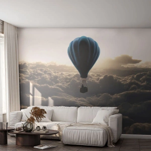 Selbstklebende Fototapete Deluxe Sticker - Ein Wanderer über den Wolken - Landschaft, Ballonfahrt, Reisen - 100x70 cm