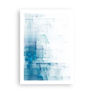 Poster - Abstrakte geometrische Komposition in Blau- und Weißtönen - 50x70cm - Wie der Raum wgeschaffen urde - Moderne Wanddekoration für Wohnzimmer und Schlafzimmer ARTTOR