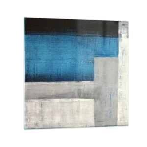 Glasbild - Bild auf glas - Poetische Komposition aus Grau und Blau - 40x40 cm