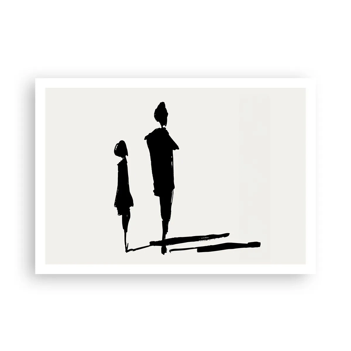 Poster - Silhouetten von zwei Menschen in Schwarz auf hellem Hintergrund - 100x70cm - Mit Sicherheit zusammen? - Moderne Wanddekoration für Wohnzimmer und Schlafzimmer ARTTOR