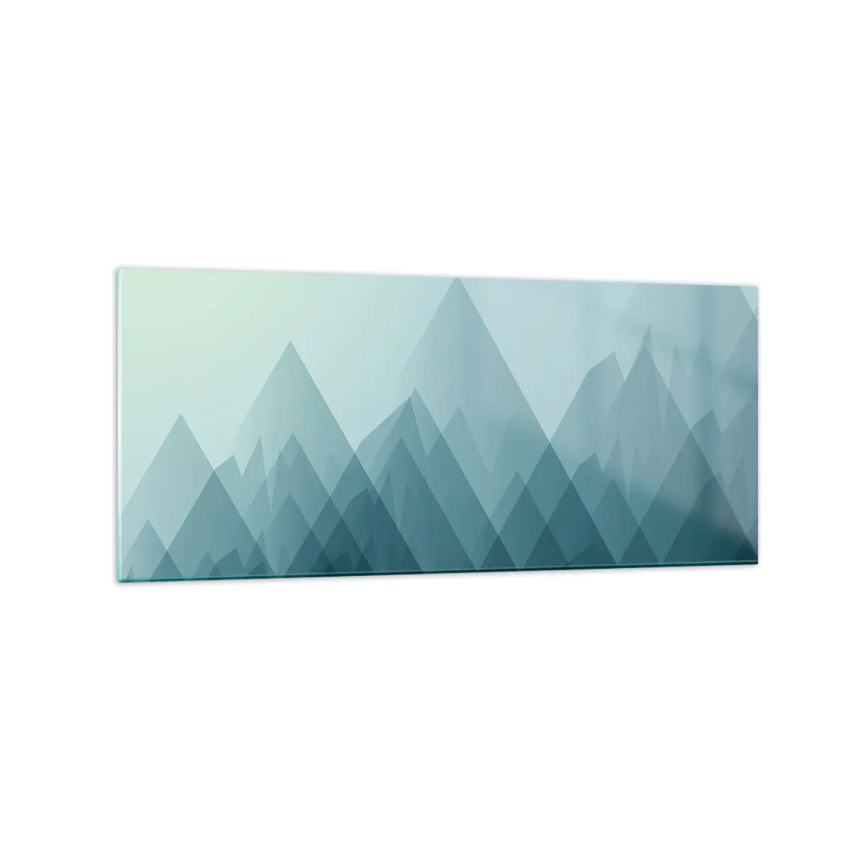 Glasbild - Bild auf glas - Minimalistische Berggrafiken in Blautönen - 120x50cm - Groß größer am größten - Moderne Wanddekoration für Wohnzimmer und Schlafzimmer ARTTOR