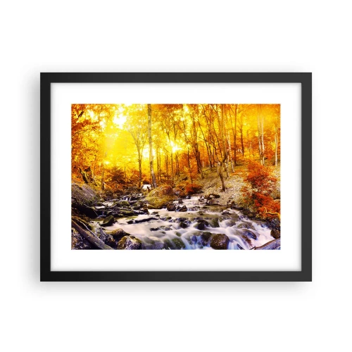 Poster in einem schwarzem Rahmen - In Gold und Platin gefasste Steine - 40x30 cm