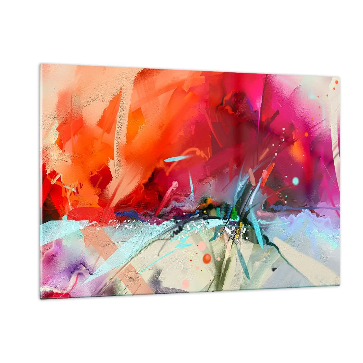 Glasbild - Bild auf glas - Eine abstrakte Explosion von Farben und Lichtern in einer dynamischen Komposition. - 120x80cm - Eine Explosion von Lichtern und Farben - Moderne Wanddekoration für Wohnzimmer und Schlafzimmer ARTTOR