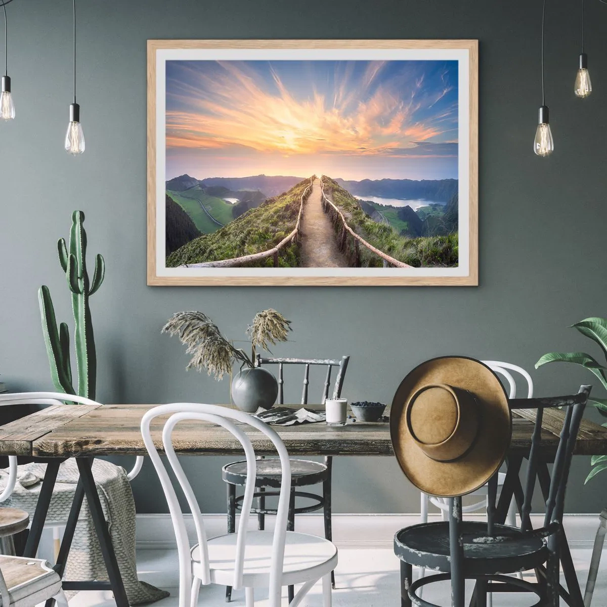 Poster in einem Rahmen aus heller Eiche - Nah am Himmel - 91x61 cm