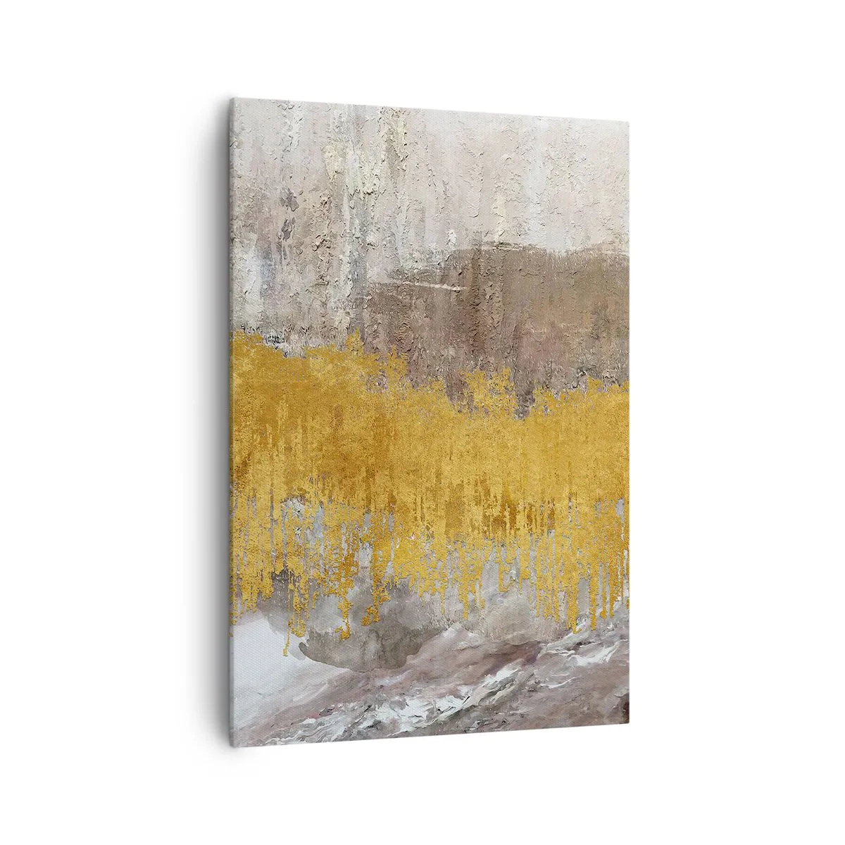 Bild auf Leinwand - Leinwandbild - Abstraktes Muster in Gold und Beige - 70x100cm - Goldene Explosion - Moderne Wanddekoration für Wohnzimmer und Schlafzimmer ARTTOR