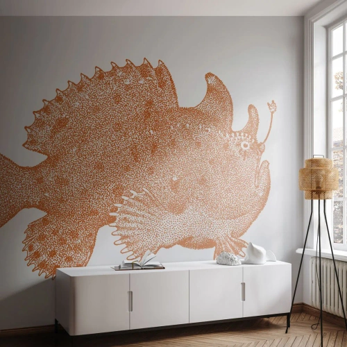 Fototapete Premium Canvas - Es ist also doch ein Fisch - Meeresfisch, Ozean, Strand - 400x280 cm