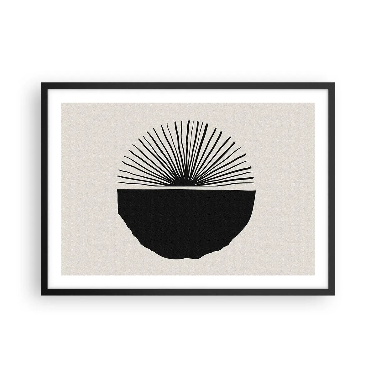 Poster in einem schwarzem Rahmen - Minimalistisches schwarzes Motiv auf hellem Hintergrund - 70x50cm - Eine Reihe von Möglichkeiten - Moderne Wanddekoration für Wohnzimmer und Schlafzimmer ARTTOR