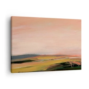 Bild auf Leinwand - Leinwandbild - Eine Landschaft in Rosa- und Goldtönen - 70x50cm - In Rosatönen - Moderne Wanddekoration für Wohnzimmer und Schlafzimmer ARTTOR