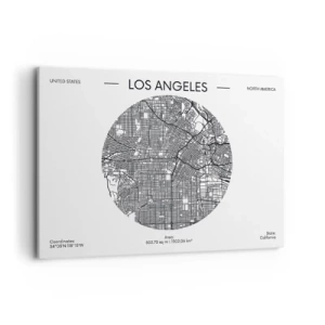Bild auf Leinwand - Leinwandbild - Eine Karte von Los Angeles im minimalistischen Schwarz-Weiß-Stil - 100x70cm - Anatomie von Los Angeles - Moderne Wanddekoration für Wohnzimmer und Schlafzimmer ARTTOR