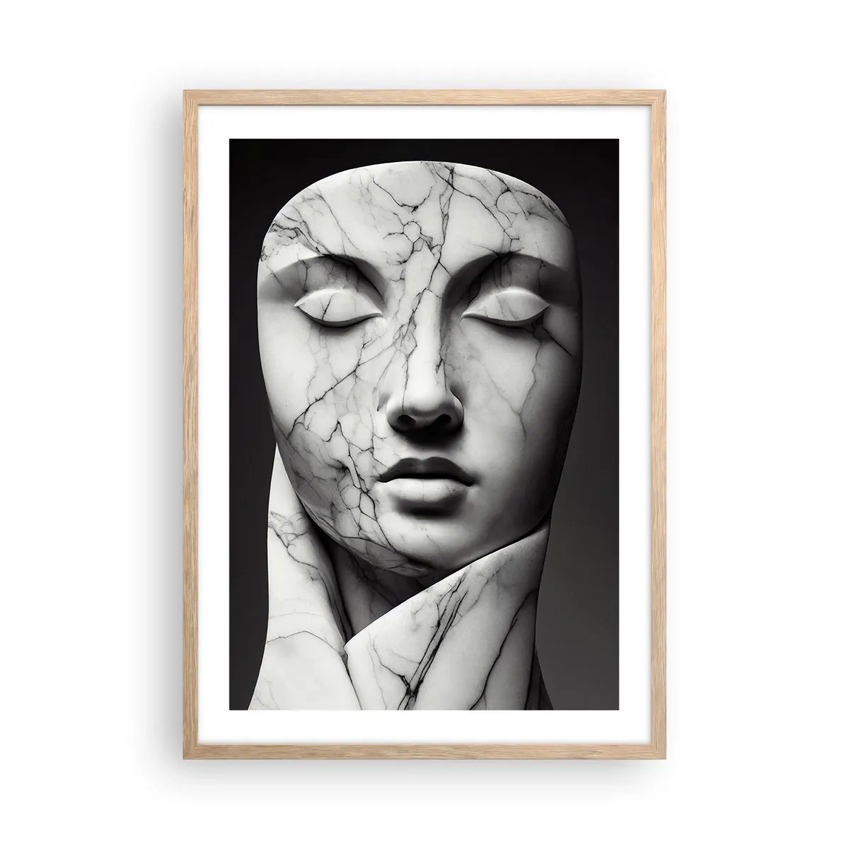 Poster in einem Rahmen aus heller Eiche - Marmorformen - 50x70 cm