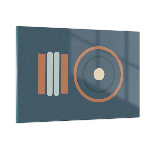 Glasbild - Bild auf glas - Abstrakte geometrische Formen in gedeckten Farben, mit Kreisen und Linien - 120x80cm - Das Wesen der Dinge - Moderne Wanddekoration für Wohnzimmer und Schlafzimmer ARTTOR
