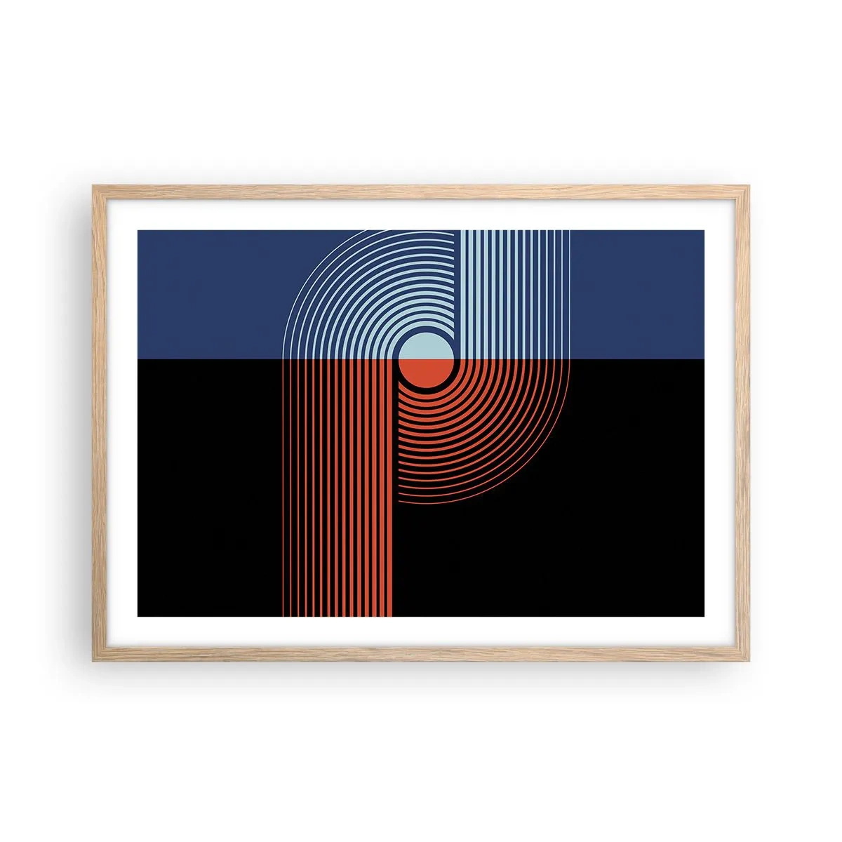 Poster in einem Rahmen aus heller Eiche - In einer geometrischen Umarmung - 70x50 cm