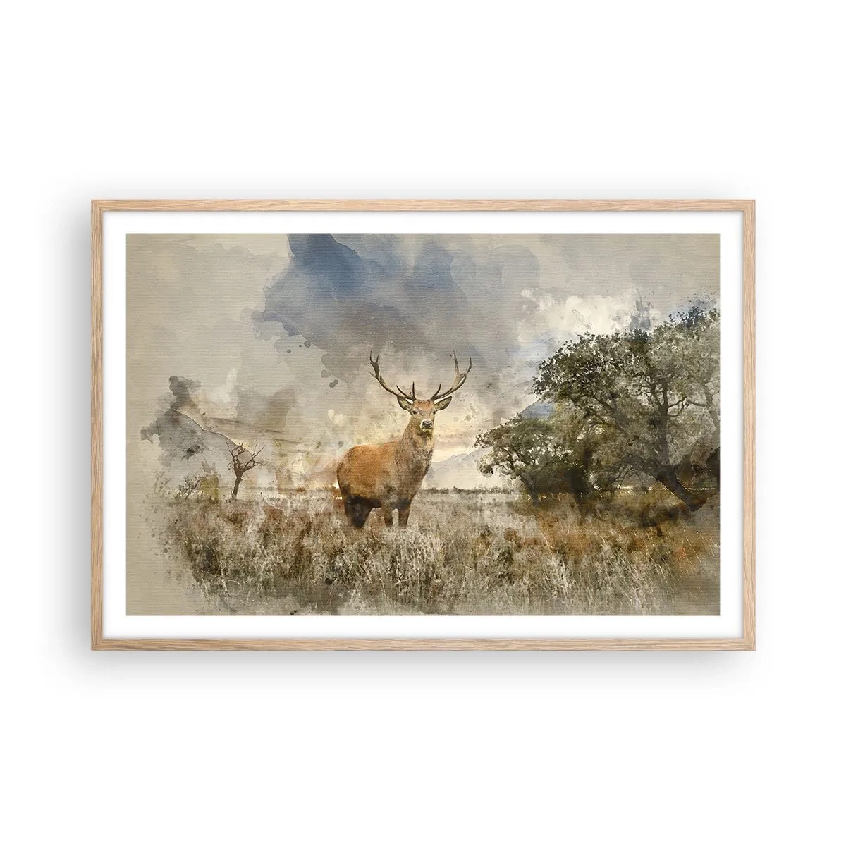 Poster in einem Rahmen aus heller Eiche - Würde – Stärke – Würde - 91x61 cm