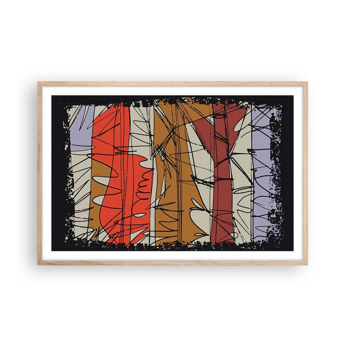 Poster in einem Rahmen aus heller Eiche - Spontane Komposition - 91x61 cm