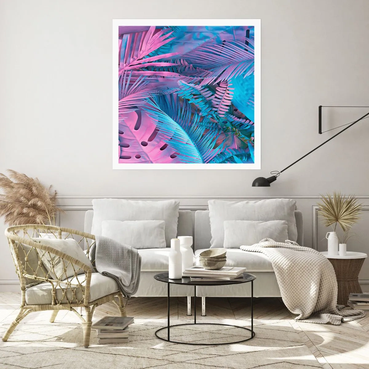 Poster - Tropen in Rosa und Blau - 40x40 cm
