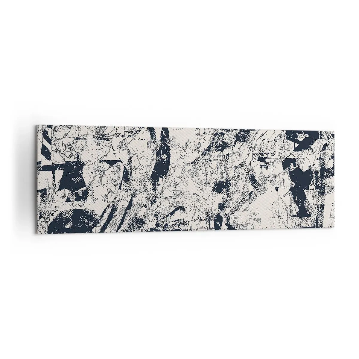 Bild auf Leinwand - Leinwandbild - Abstrakte Komposition in Schwarzweiß mit dynamischem Layout - 160x50cm - Durchdringung der Gegensätze - Moderne Wanddekoration für Wohnzimmer und Schlafzimmer ARTTOR