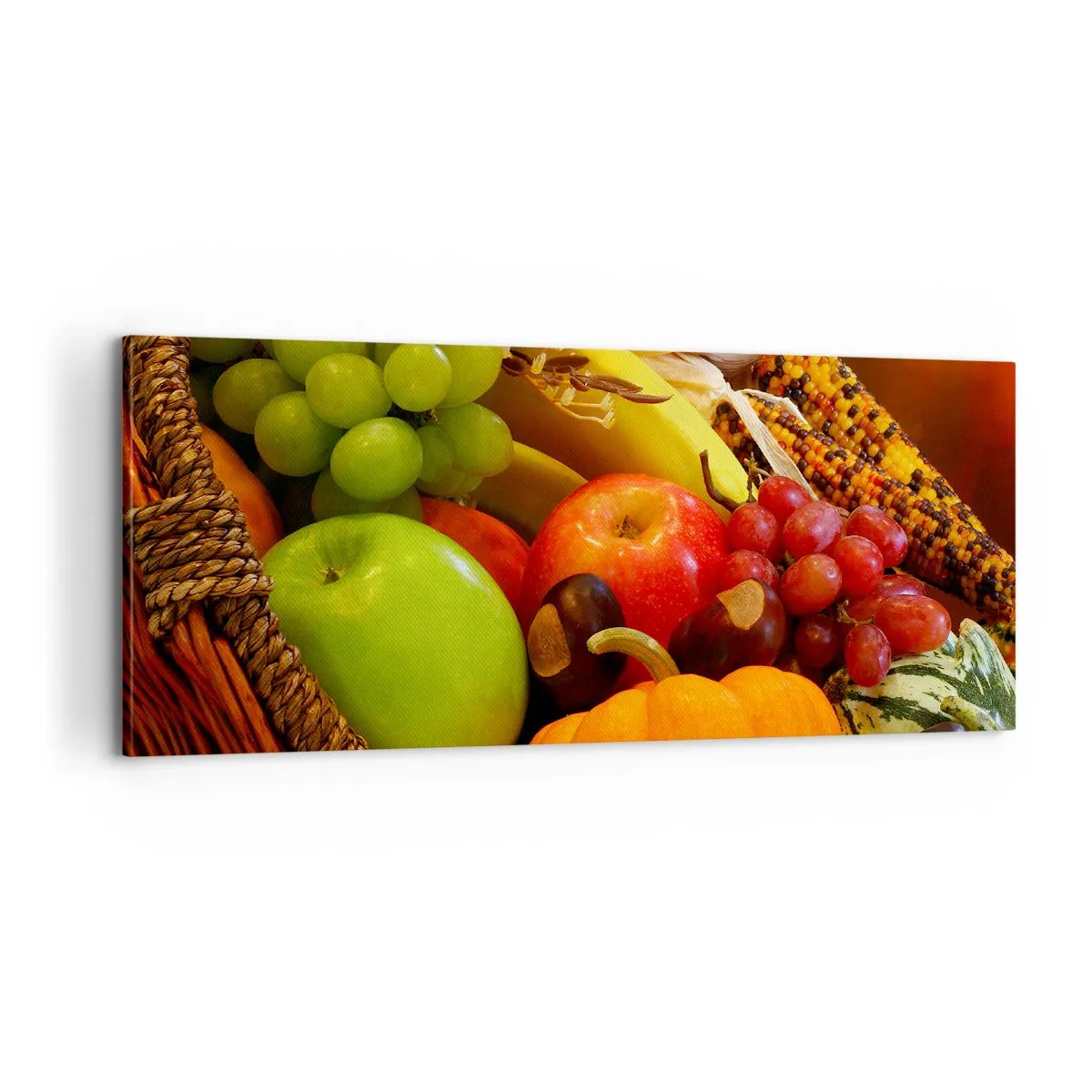 Bild auf Leinwand - Leinwandbild - Ein Korb voller Ernte - 100x40 cm