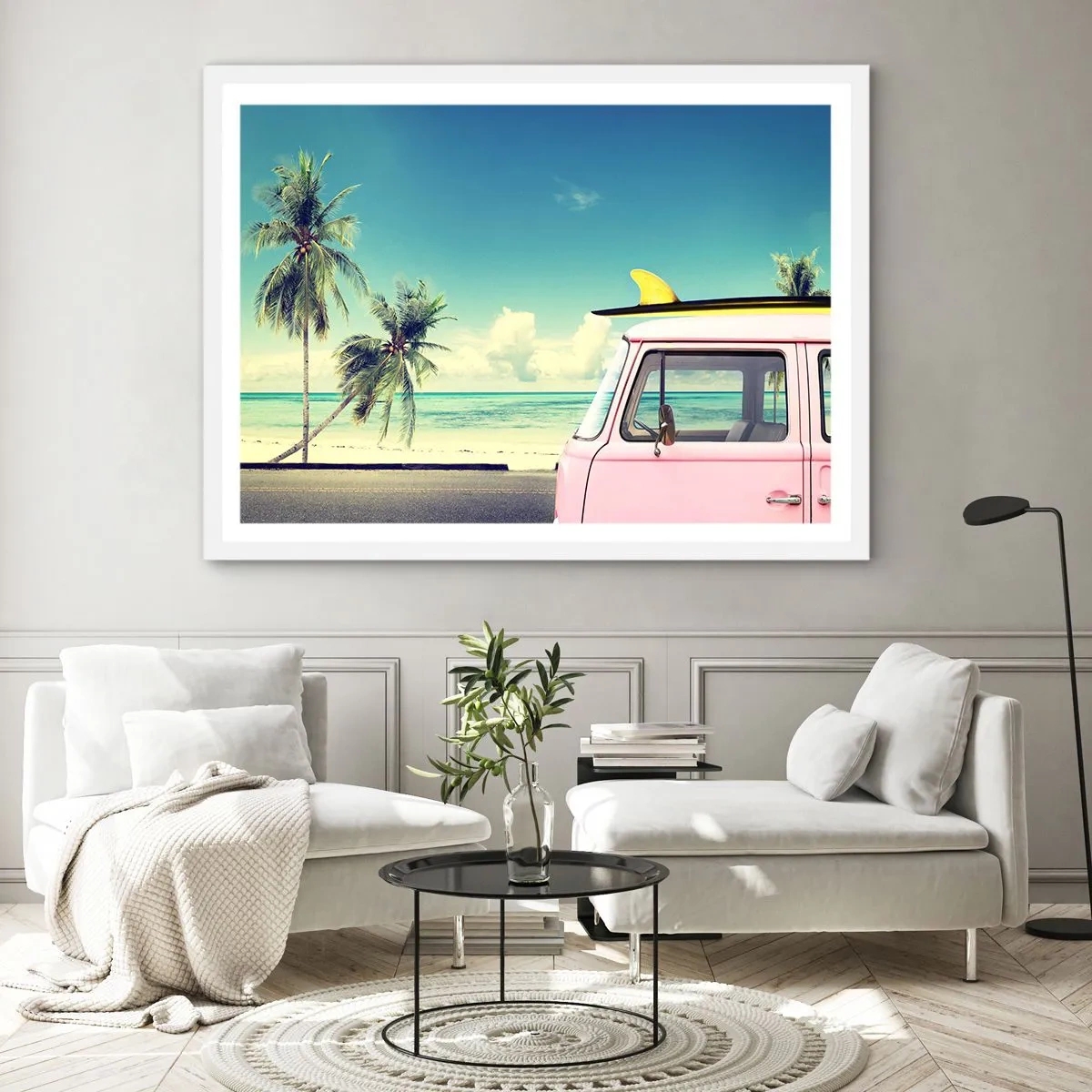 Poster in einem weißen Rahmen - Zeit um in die Ferien zu starten - 50x40 cm
