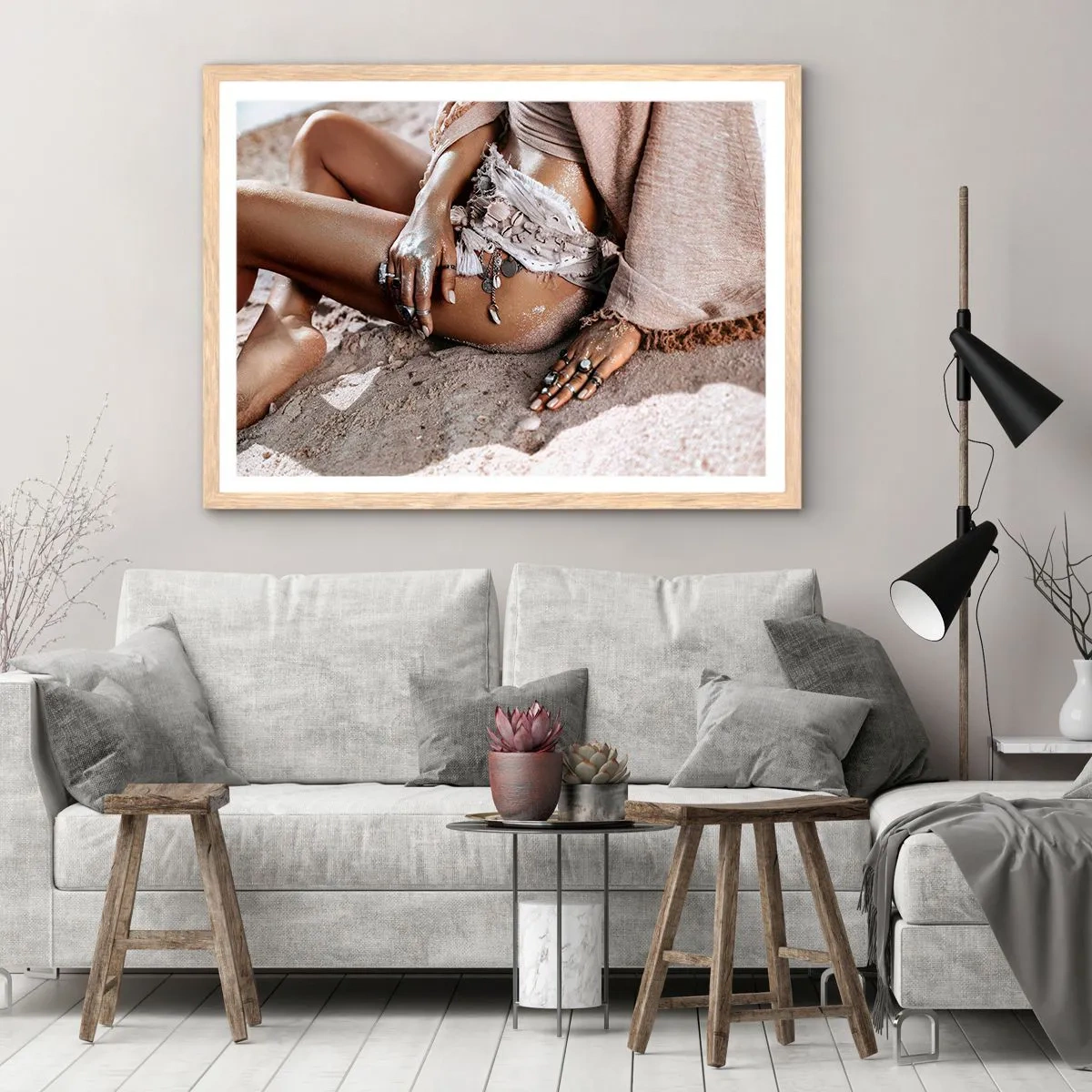 Poster in einem Rahmen aus heller Eiche - Von den Wellen geworfen? - 50x40 cm