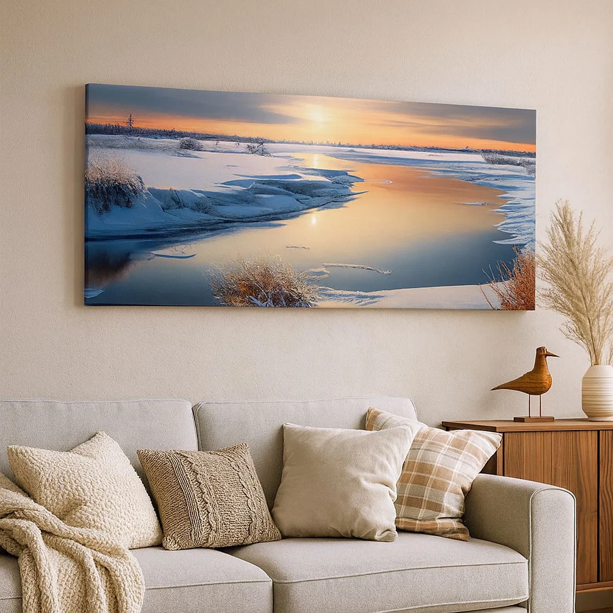 Bild auf Leinwand - Leinwandbild - Wintersonnenuntergang - 100x40 cm