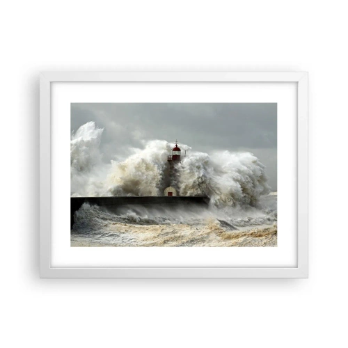 Poster in einem weißen Rahmen - Die Wut des Ozeans - 40x30 cm