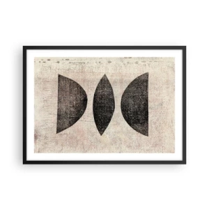 Poster in einem schwarzem Rahmen - Ethnische Formen in dunklen Tönen auf hellem Hintergrund - 70x50cm - Ethnische Abstraktion - Moderne Wanddekoration für Wohnzimmer und Schlafzimmer ARTTOR