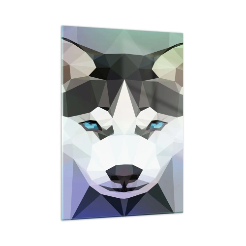 Glasbild - Bild auf glas - Wolfsgeometrie im modernen Stil - 50x70cm - Die Erinnerung an den Schnee des Nordens - Moderne Wanddekoration für Wohnzimmer und Schlafzimmer ARTTOR