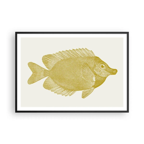 Poster in einem schwarzem Rahmen - Vintage Goldfisch auf hellem Hintergrund - 100x70cm - Fisch und das war’s - Moderne Wanddekoration für Wohnzimmer und Schlafzimmer ARTTOR