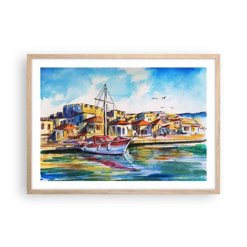 Poster in einem Rahmen aus heller Eiche - Regenbogennachmittag - 70x50 cm