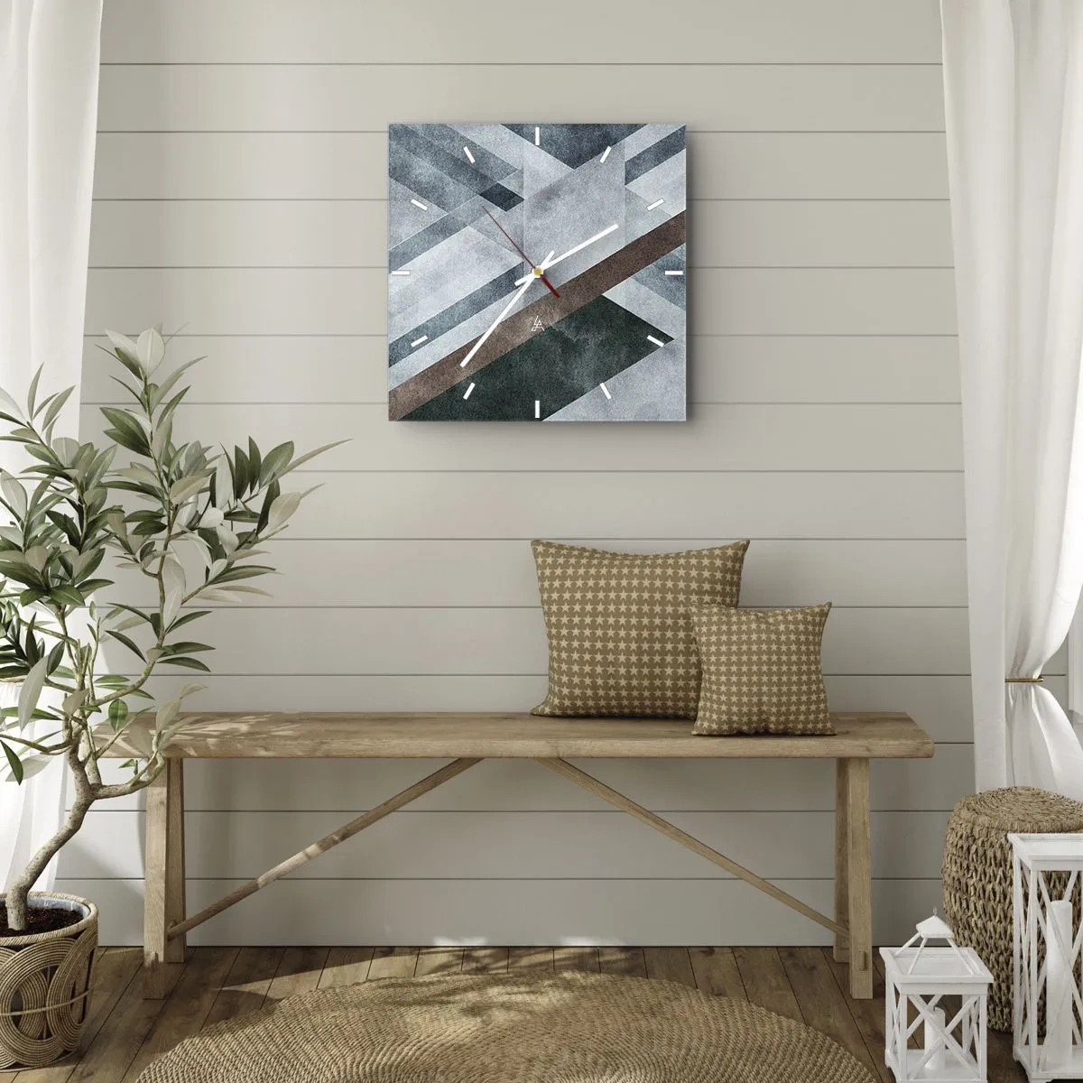 Wanduhr - Glasuhr - Anspruchsvolle Eleganz der Geometrie - 30x30 cm
