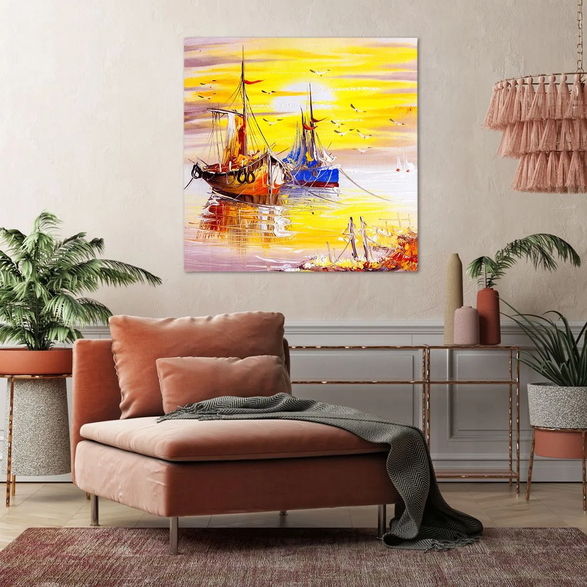 Bild auf Leinwand - Leinwandbild - Eine wohlverdiente Pause im Hafen - 50x50 cm