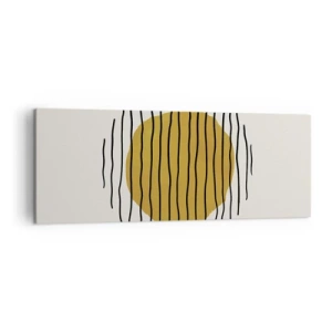 Bild auf Leinwand - Leinwandbild - Ein minimalistisches Motiv mit einem gelben Kreis und schwarzen Linien. - 140x50cm - Abstraktion, die vor Hitze zittert - Moderne Wanddekoration für Wohnzimmer und Schlafzimmer ARTTOR