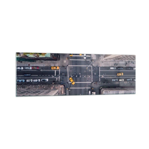 Glasbild - Bild auf glas - Luftaufnahme einer belebten Stadtstraße - 160x50cm - Eine einfache Wahl - Moderne Wanddekoration für Wohnzimmer und Schlafzimmer ARTTOR