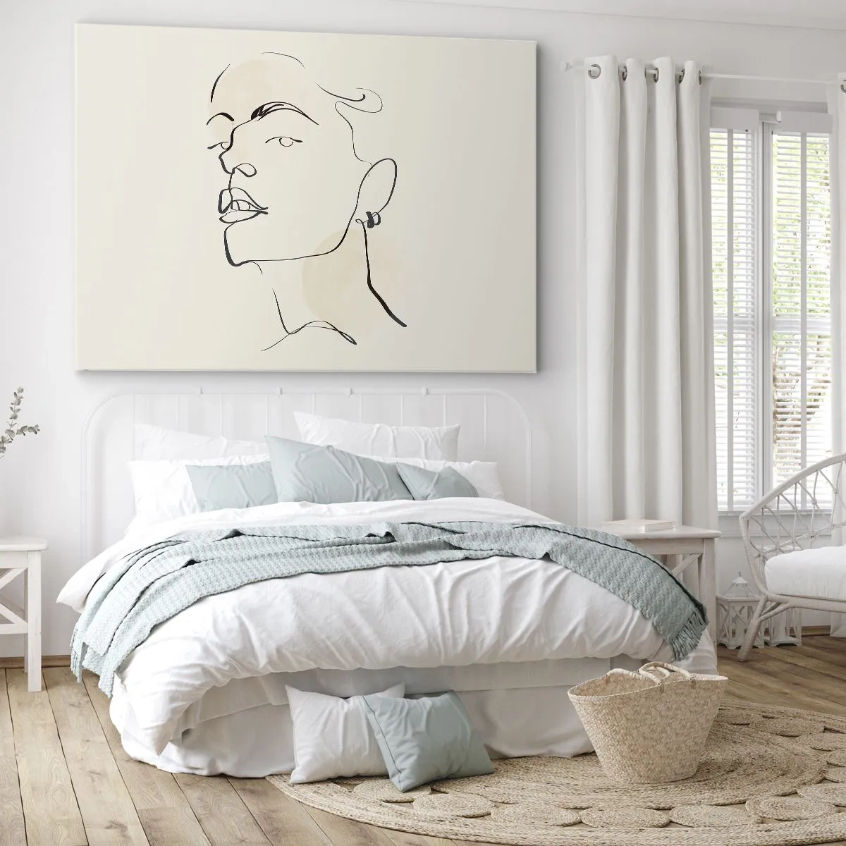 Bild auf Leinwand - Leinwandbild - Minimalistische Skizze eines Frauengesichts - 100x70cm - Ein stolzer Blick - Moderne Wanddekoration für Wohnzimmer und Schlafzimmer ARTTOR