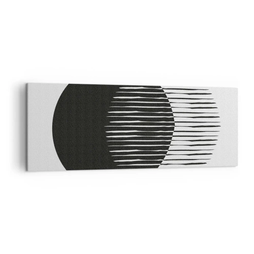 Bild auf Leinwand - Leinwandbild - Zwei überlappende Kreise mit schwarzen und weißen Linien - 140x50cm - Sein Alter Ego - Moderne Wanddekoration für Wohnzimmer und Schlafzimmer ARTTOR