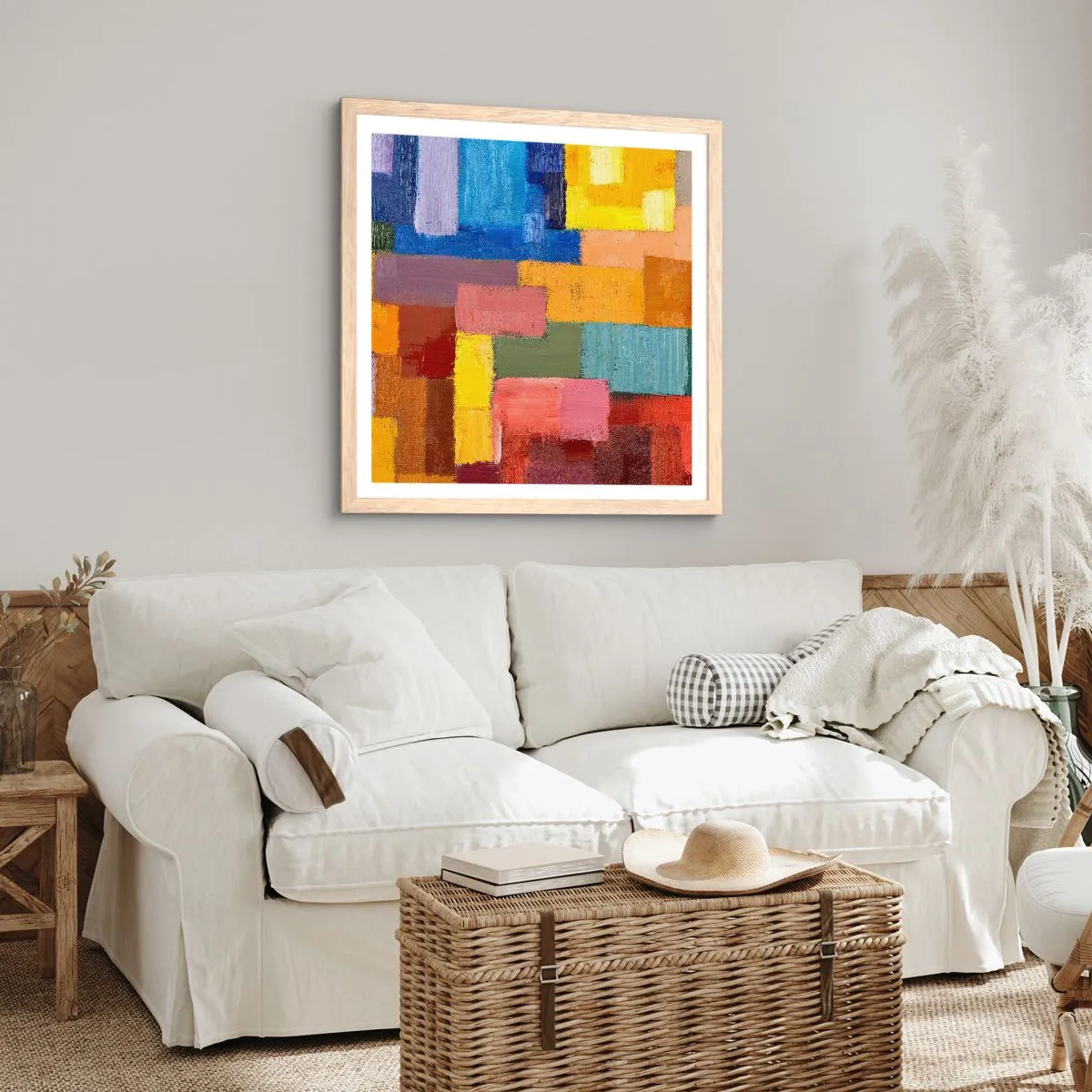 Poster in einem Rahmen aus heller Eiche - Jeder ist anders, alle bunt - 30x30 cm