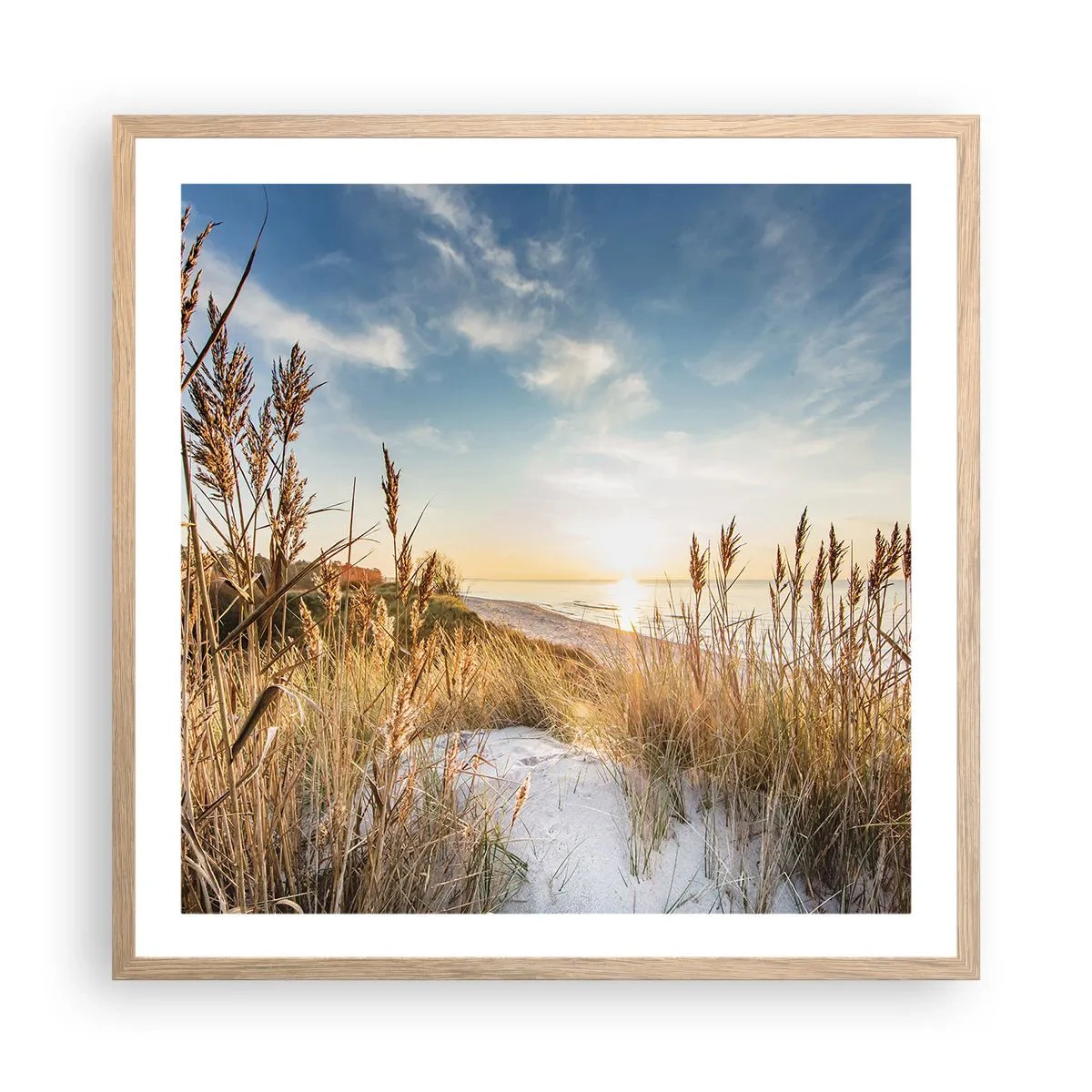 Poster in einem Rahmen aus heller Eiche - Nordstrand - 60x60 cm