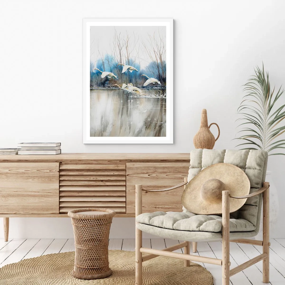 Poster in einem weißen Rahmen - Wie im Märchen von den wilden Schwänen - 70x100 cm