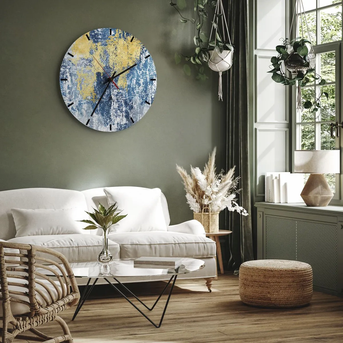 Wanduhr - Glasuhr - Abstraktion voller Wetter - 30x30 cm