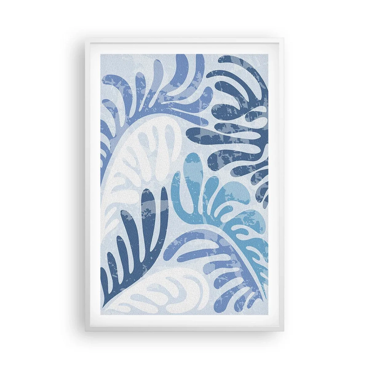 Poster in einem weißen Rahmen - Blaue Farne - 61x91 cm