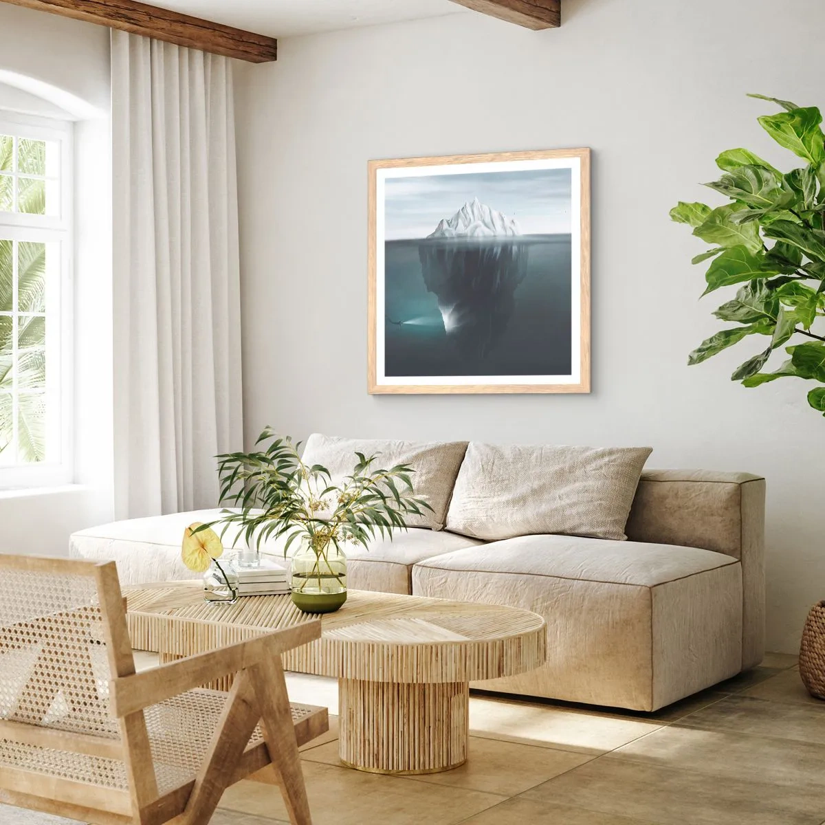 Poster in einem Rahmen aus heller Eiche - Unterwassergeheimnis - 40x40 cm