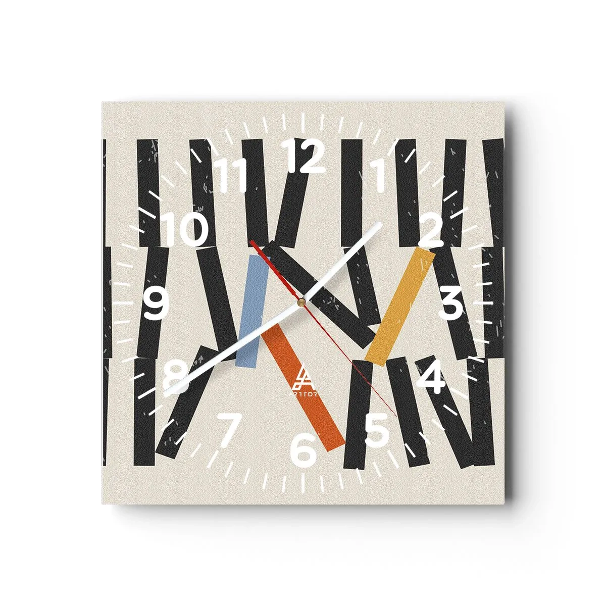 Wanduhr - Glasuhr - Domino – Komposition - 40x40 cm