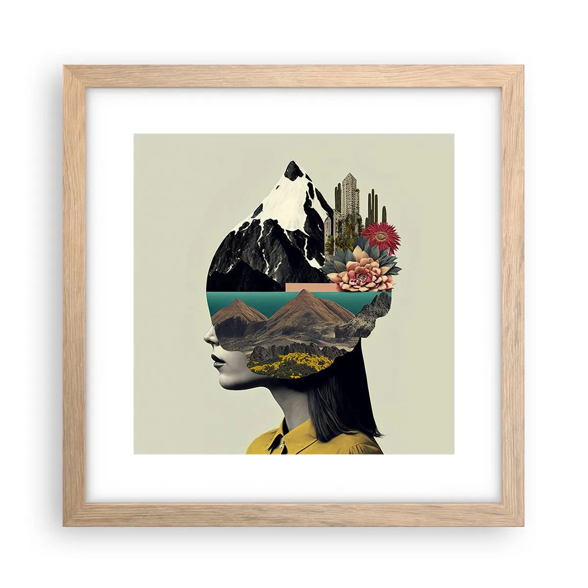 Poster in einem Rahmen aus heller Eiche - Frau – bleibt immer ein Geheimnis - 30x30 cm