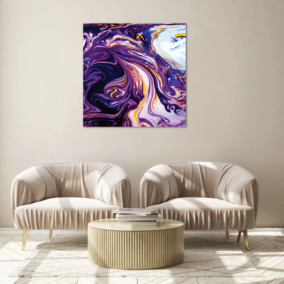 Glasbild - Bild auf glas - Die Falte ist lila geworden - 40x40 cm