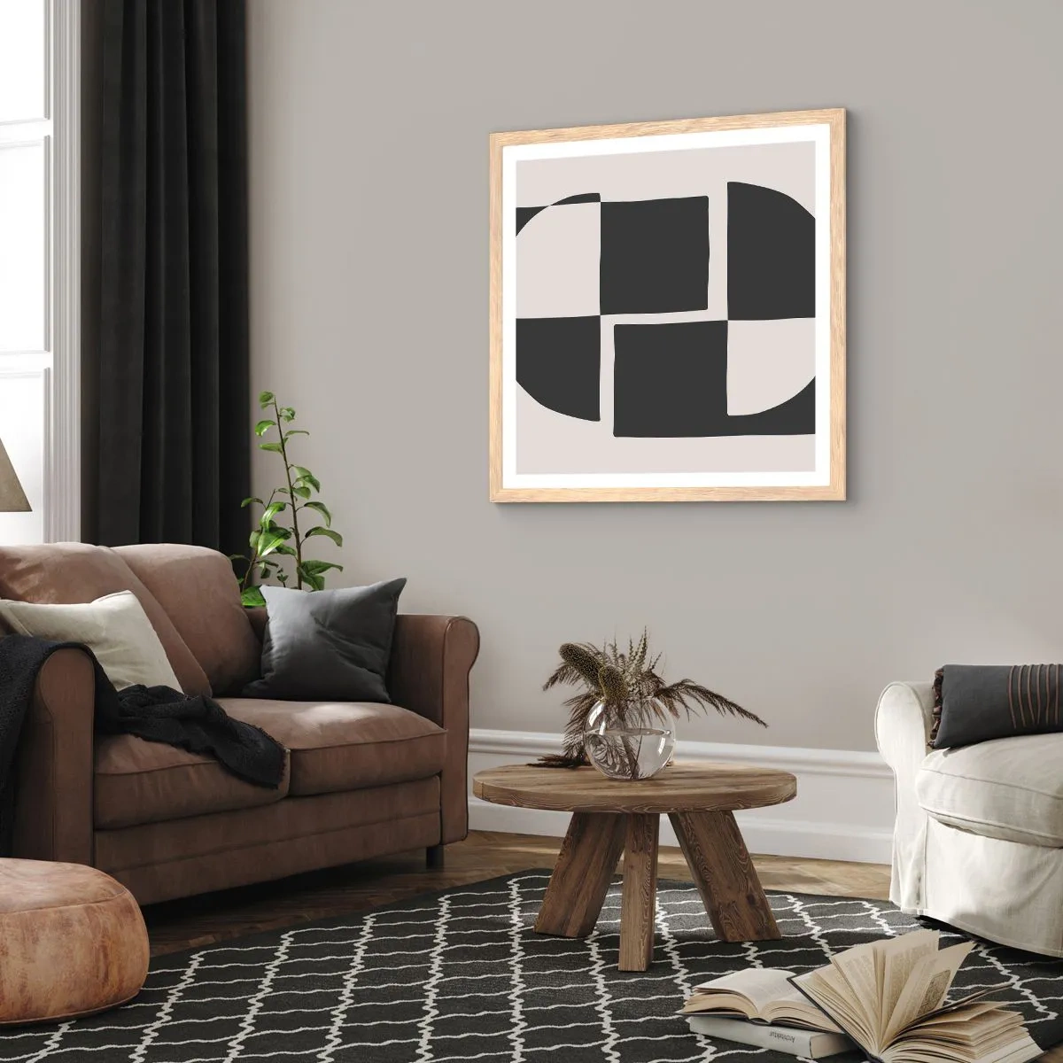 Poster in einem Rahmen aus heller Eiche - Antithese - Synthese - 60x60 cm