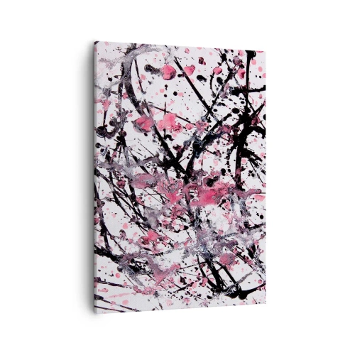 Bild auf Leinwand - Leinwandbild - Abstraktes Muster in Rosa-, Schwarz- und Weißtönen - 50x70cm - Die Flüchtigkeit des Lebens - Moderne Wanddekoration für Wohnzimmer und Schlafzimmer ARTTOR