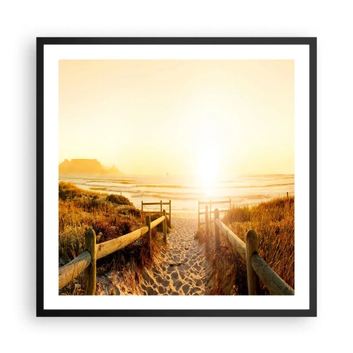 Poster in einem schwarzem Rahmen - Über die Düne, der Sonne entgegen - 60x60 cm