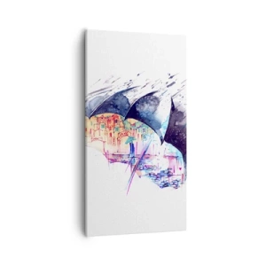 Bild auf Leinwand - Leinwandbild - Im Regen spazieren gehen - 55x100 cm